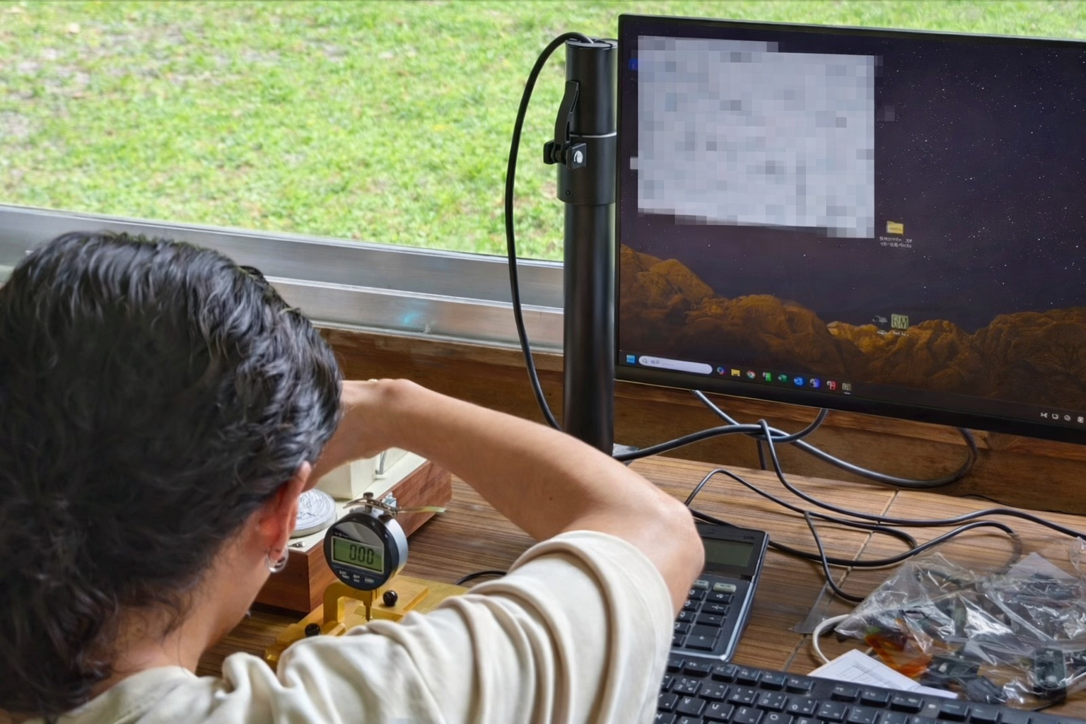 応力測定の様子